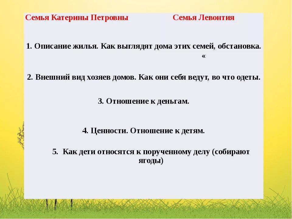 О семье левонтия чем она отличалась. Таблица сравнения конь с розовой гривой. Обстановка в доме конь с розовой гривой. Сравнительная таблица семья Екатерины Петровны и семья Левонтия. Семья Катерины Петровны описание.