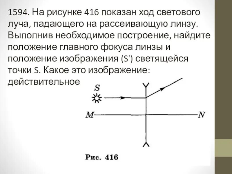 По характеру изменения хода светового луча определите. Положение фокусов линзы и ход светового луча. На рисунке показан ход лучей. Найдите положение главного фокуса линзы и положение изображения. Найти построением положение фокусов линзы.