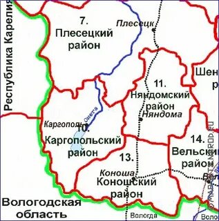 Плесецкая архангельская область на карте