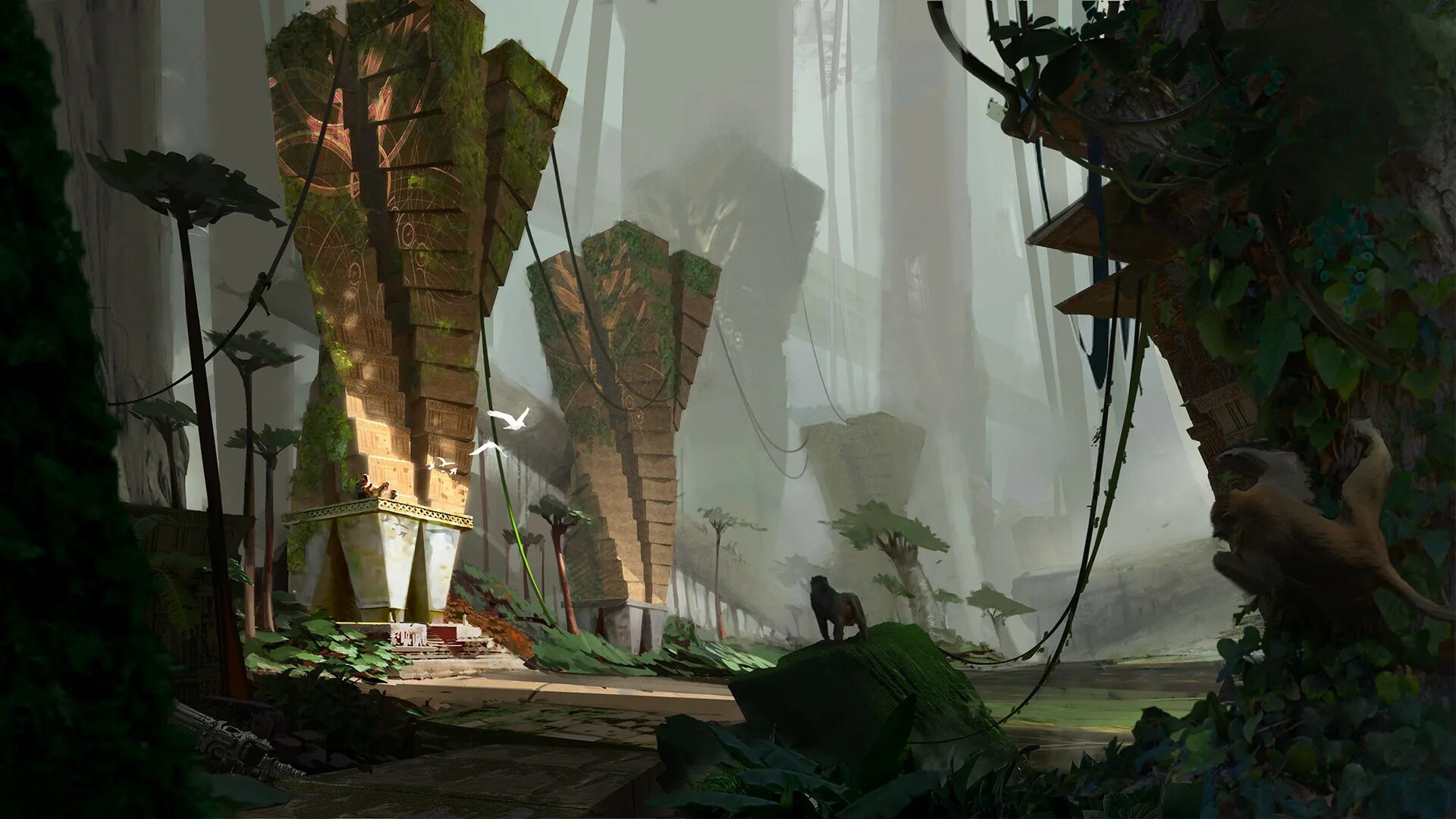 Natural concept. Лаборатория в джунглях. Локация джунгли. Город в джунглях фэнтези. Развалины в джунглях.