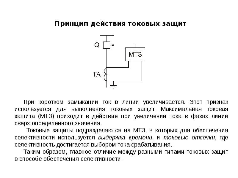 Внешние и внутренние короткие замыкания. Принцип действия МТЗ релейная защита. Схема максимальной токовой защиты МТЗ. МТЗ максимальная токовая защита. Токовые защиты - МТЗ И токовая отсечка.