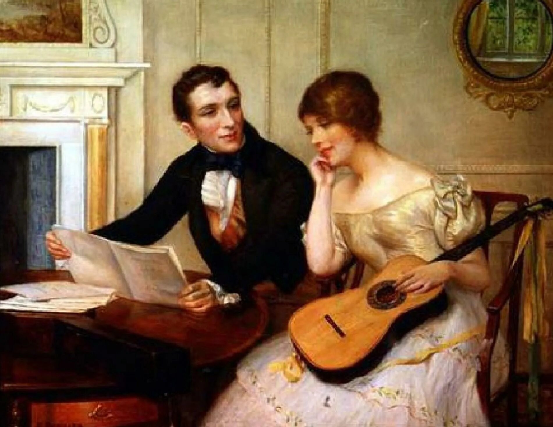 Музыка 19 века слушать. Delapoer Downing художник. Русский романс. Музыкальная живопись. Картина музыкальные.