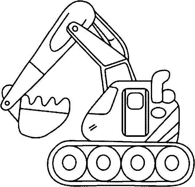 Экскаватор раскраска для детей распечатать бесплатно Black and White Excavator Drawing