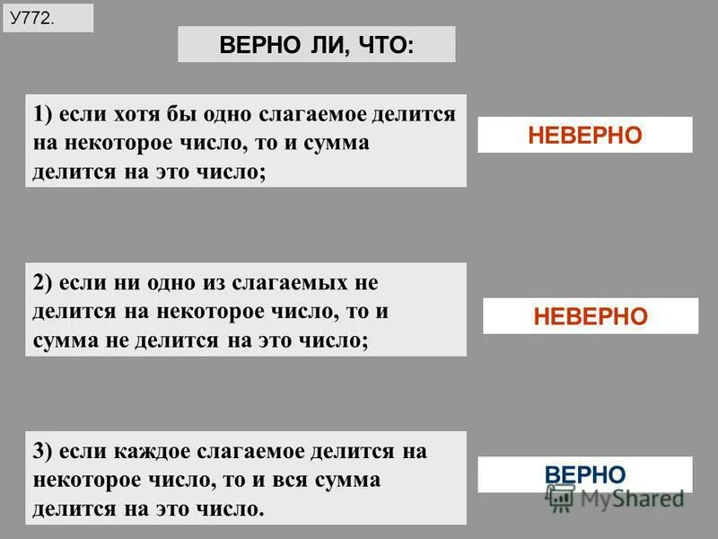 Суммы быть не может хотя. Сумма чисел делится если каждое слагаемое делится. Сумма двух чисел делится на некоторое число. Если сумма чисел делится на то и каждое число. Если каждое слагаемое делится на число то и сумма делится на это число.