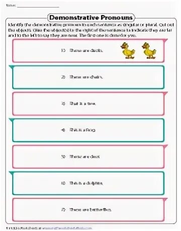 Demonstrative pronouns worksheets