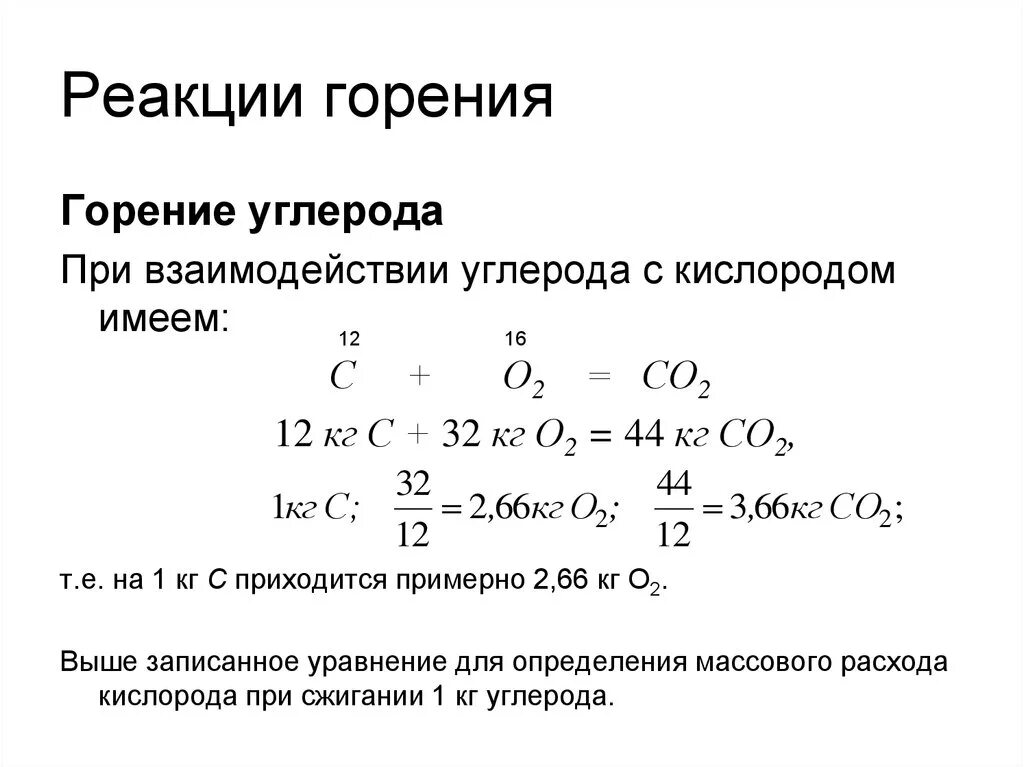 Уголь и кислород реакция