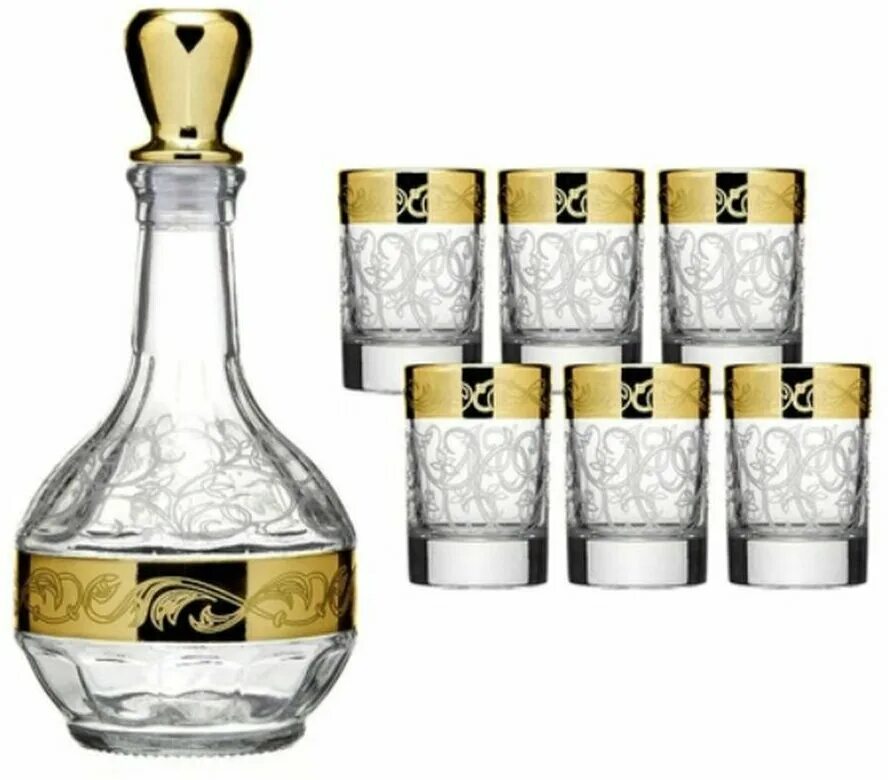 1160-"цезарь". графин со стопками. Ge01-500/837. графин 500мл+стопки 6шт 50мл греческий узор ge03-1160/837/s. полоса версаль графин и 6 стопок гусь хрустальный.