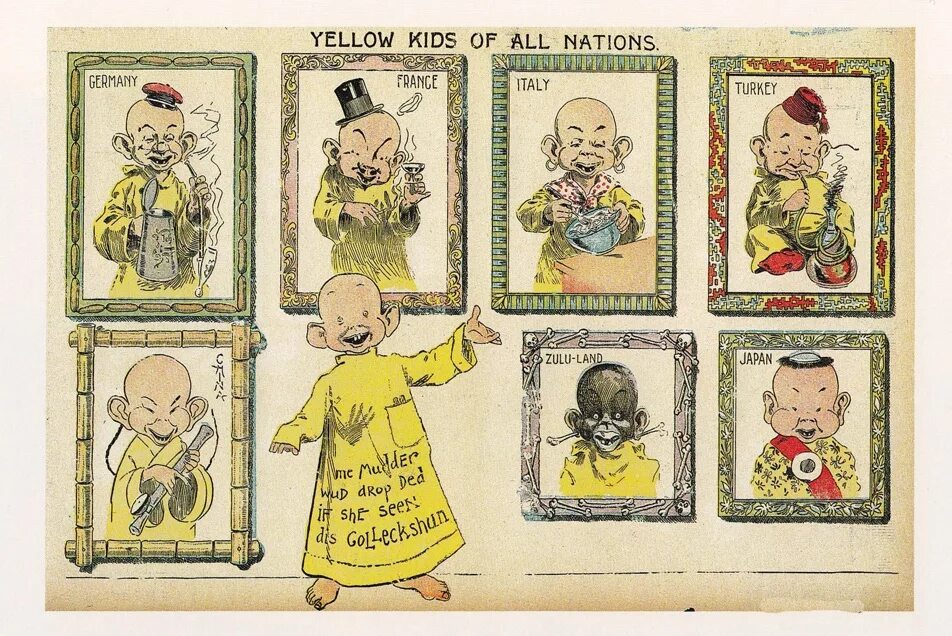 Желтый малыш. Ричард Аутколт желтый малыш. Джозеф Пулитцер первый комикс. Желтый ребенок комикс. Пулитцер желтый мальчик.
