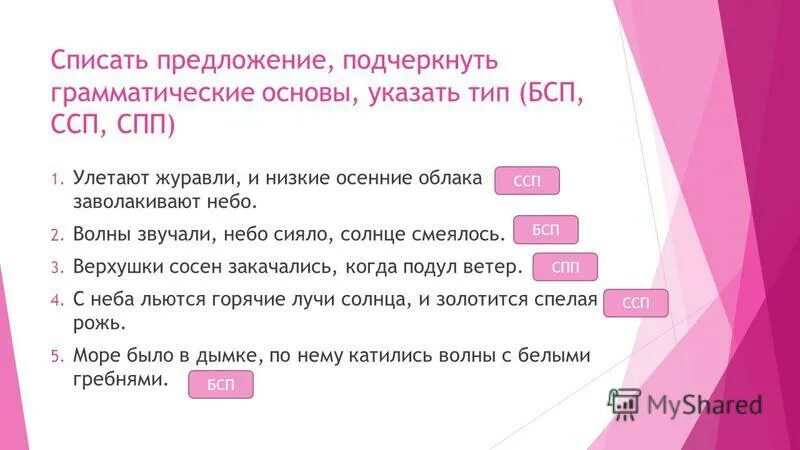 5 предложений это сколько. Грамматические основы ССП,СПП,БСП. Подчеркните в ССП грамматические основы. Сложное предложение 5 класс Разумовская. УЛЕТАЮТЖУРАВЛИ И низкие облака заволактвают небо.