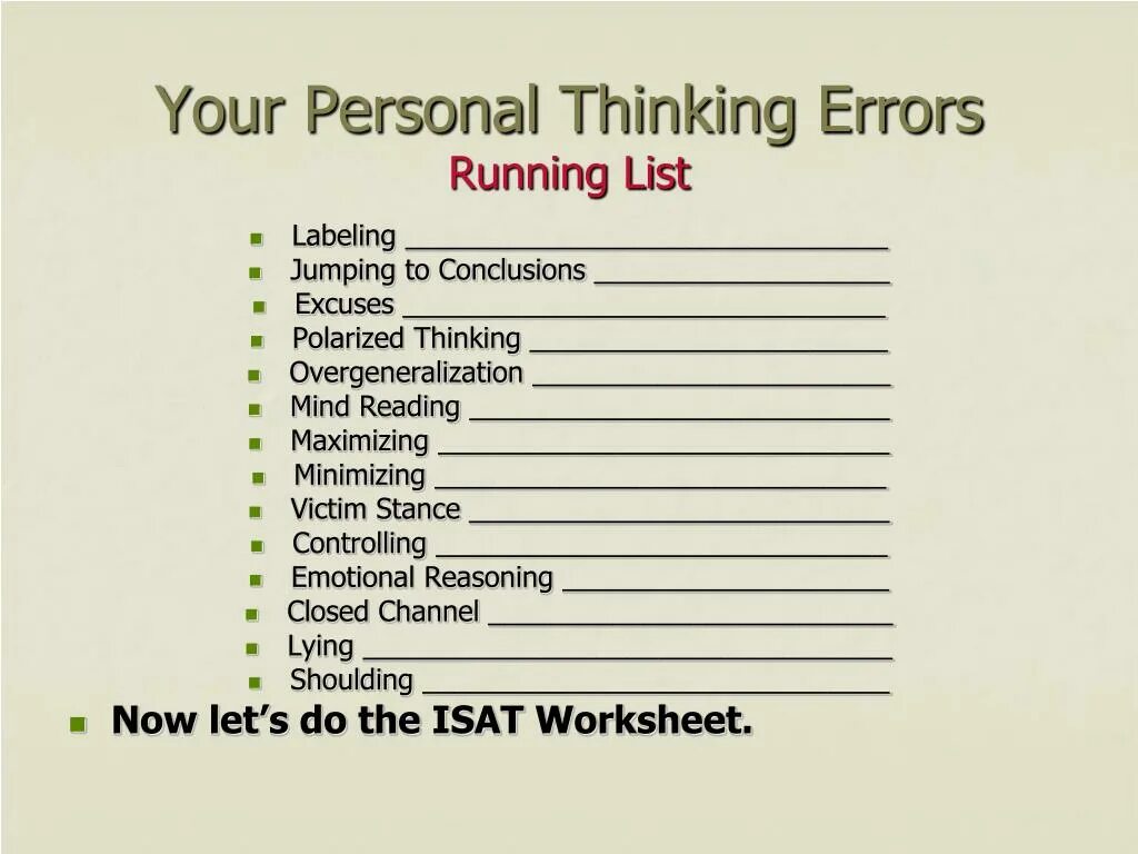 Running лист. Running list ежедневник. Think thinking Worksheets. Mindset Worksheet.