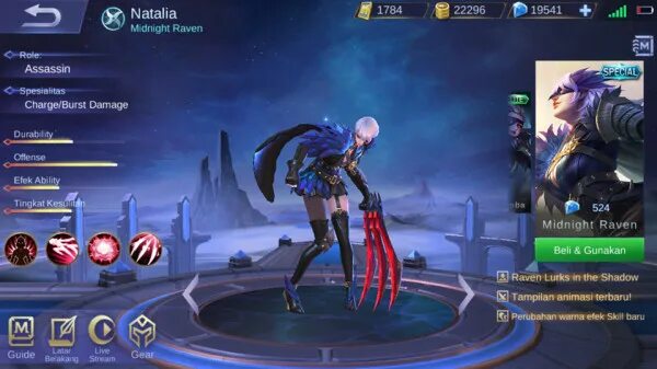 Как включить миднайт. Скины на Наталью мобайл легенд. Mobile Legends Midnight Raven.