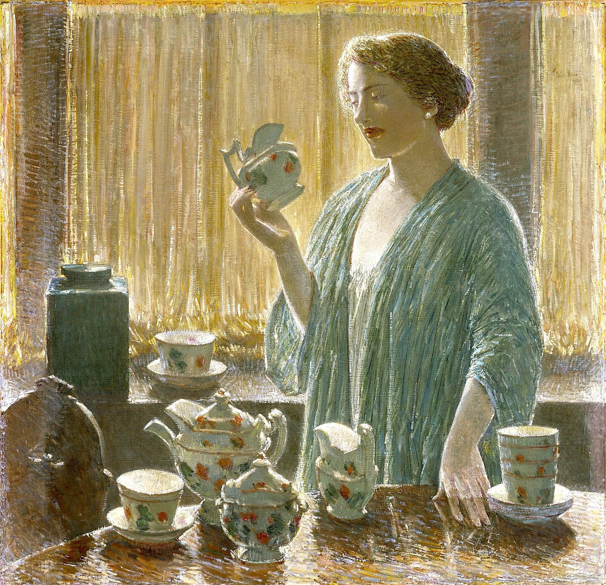 Дамы утром. Гассам Чайльд вишневый чай. Childe Hassam картины. Картина чаепитие.