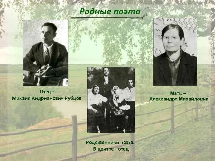 Отец Рубцова Николая Михайловича. Родители Рубцова н.м.. Чей родственник поет