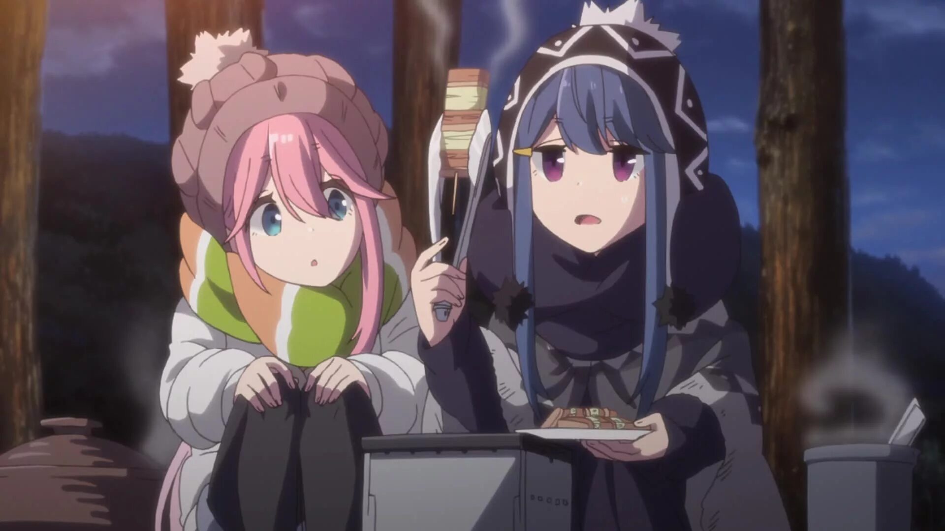 Yuru camping. Лагерь на свежем воздухе Yuru Camp. Надэсико лагерь на свежем воздухе.