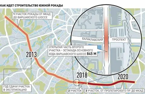 Южная рокада подробная схема на карте
