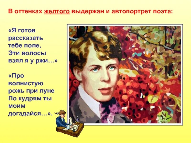 Я готов рассказать тебе поле про волнистую. Автопортрет Есенина. Цвета в творчестве Есенина. Цветовая лексика в творчестве Есенина презентация. Цветовая палитра в творчестве Есенина.