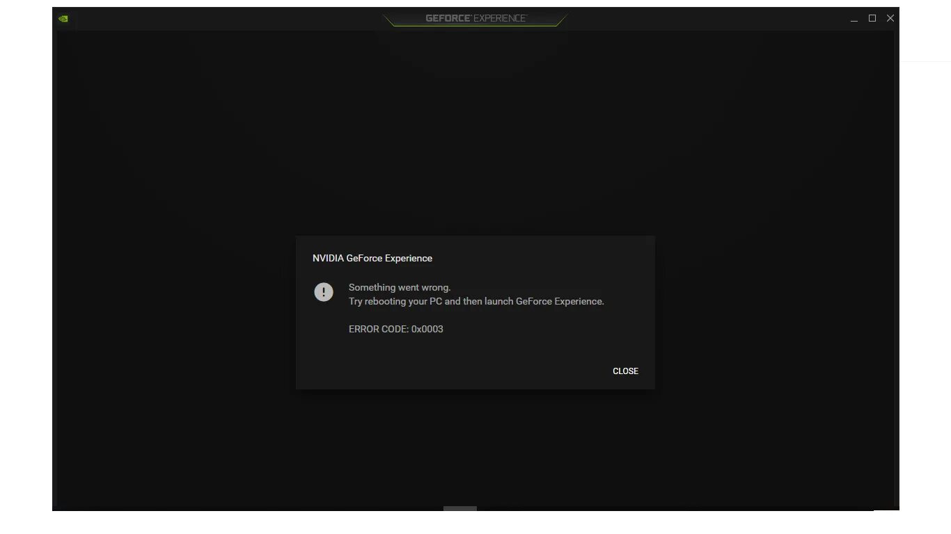 Geforce experience error