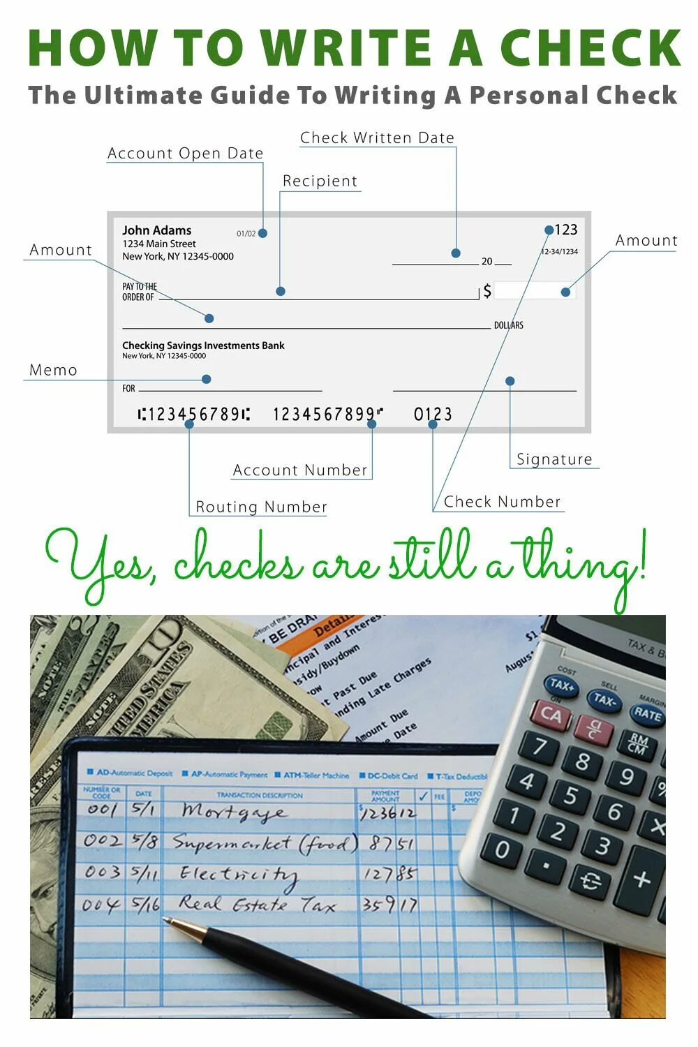 Check your writing. How to write a check for the money.