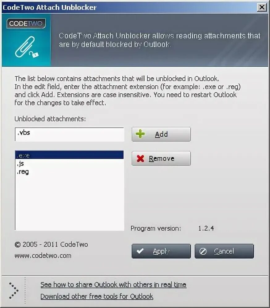 Code two. Unblocker. codetwo. outlook blocked attaches.