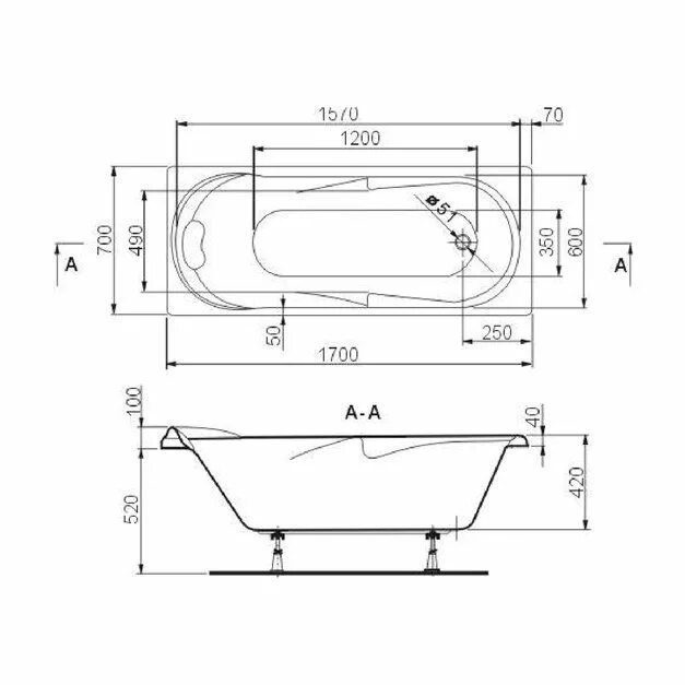 Ванна 1700 700. Ванна акриловая 170х70 габариты. Ванна Polyagram ROMA акрил. Ванна акриловая 170х70 высота. Ванна акриловая 170х70 отдельностоящая.