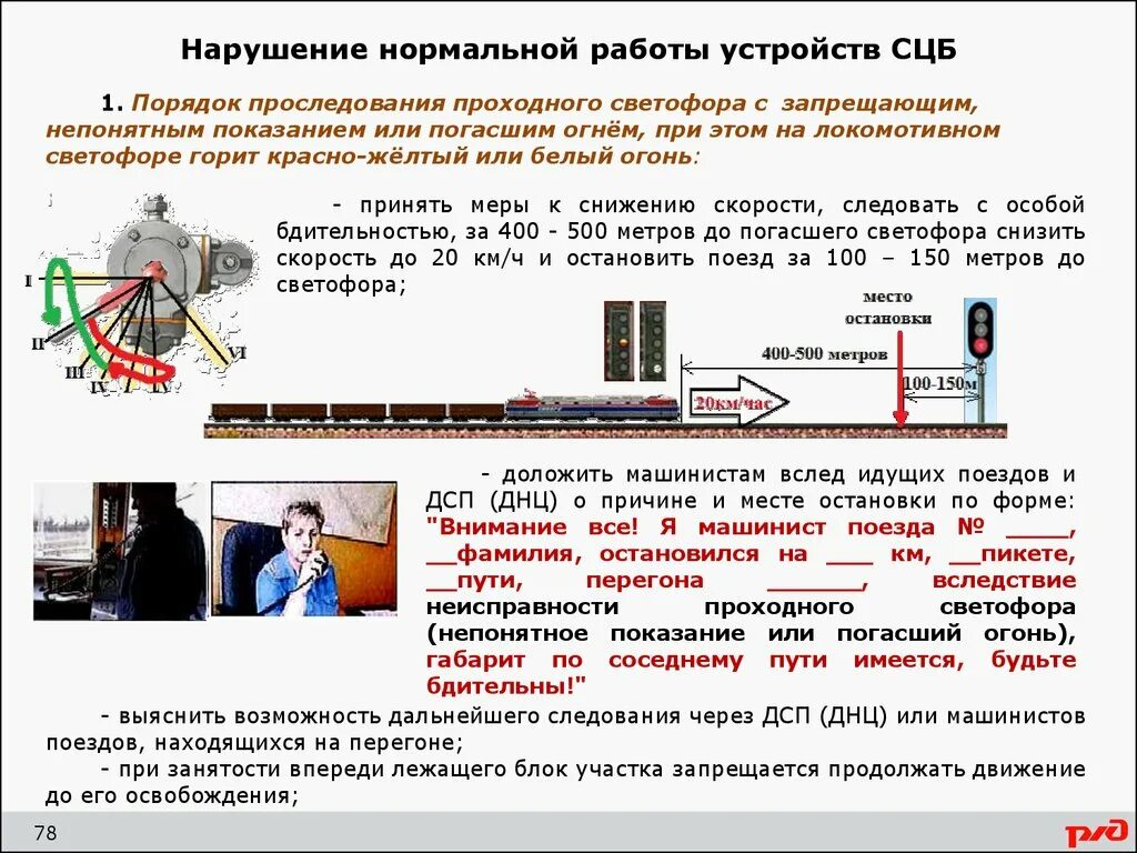 Неисправности устройств диспетчерской централизации. Нарушение нормальной работы устройств СЦБ. Порядок действий при нарушении нормальной работы устройств СЦБ. Неисправности устройств СЦБ. Проследование маршрутного запрещающего