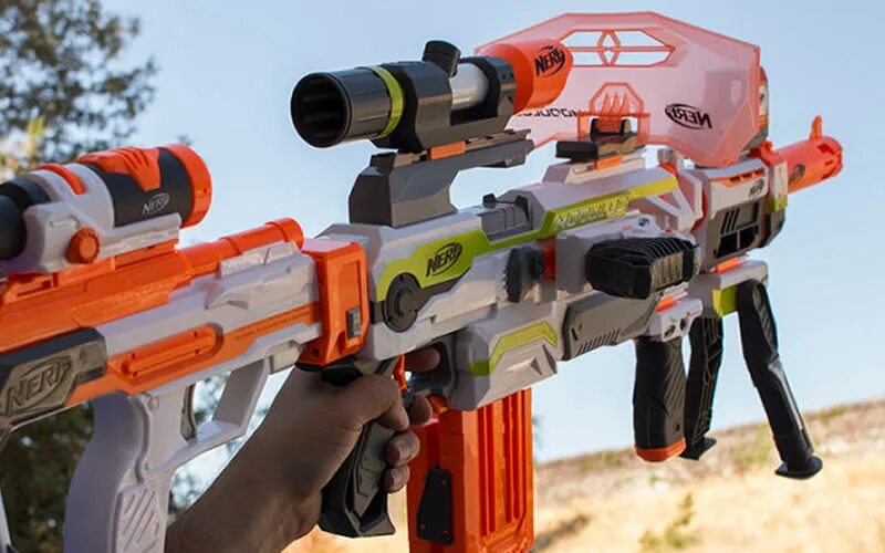 Самый большой нерф. Nerf Modulus ECS-10. Снайперская винтовка НЕРФ Модулус. НЕРФ мега дробовик. Самые большие Nerf.