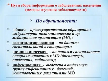 К методам изучения заболеваемости населения относится