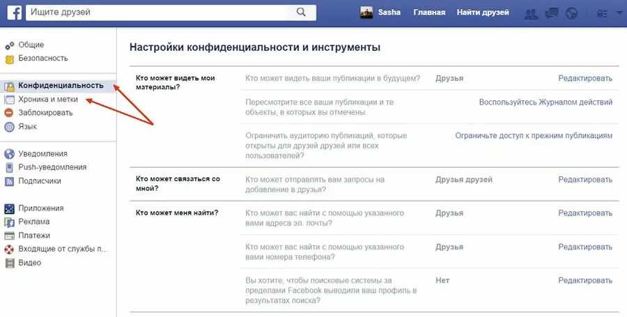 Синхронизация фейсбука