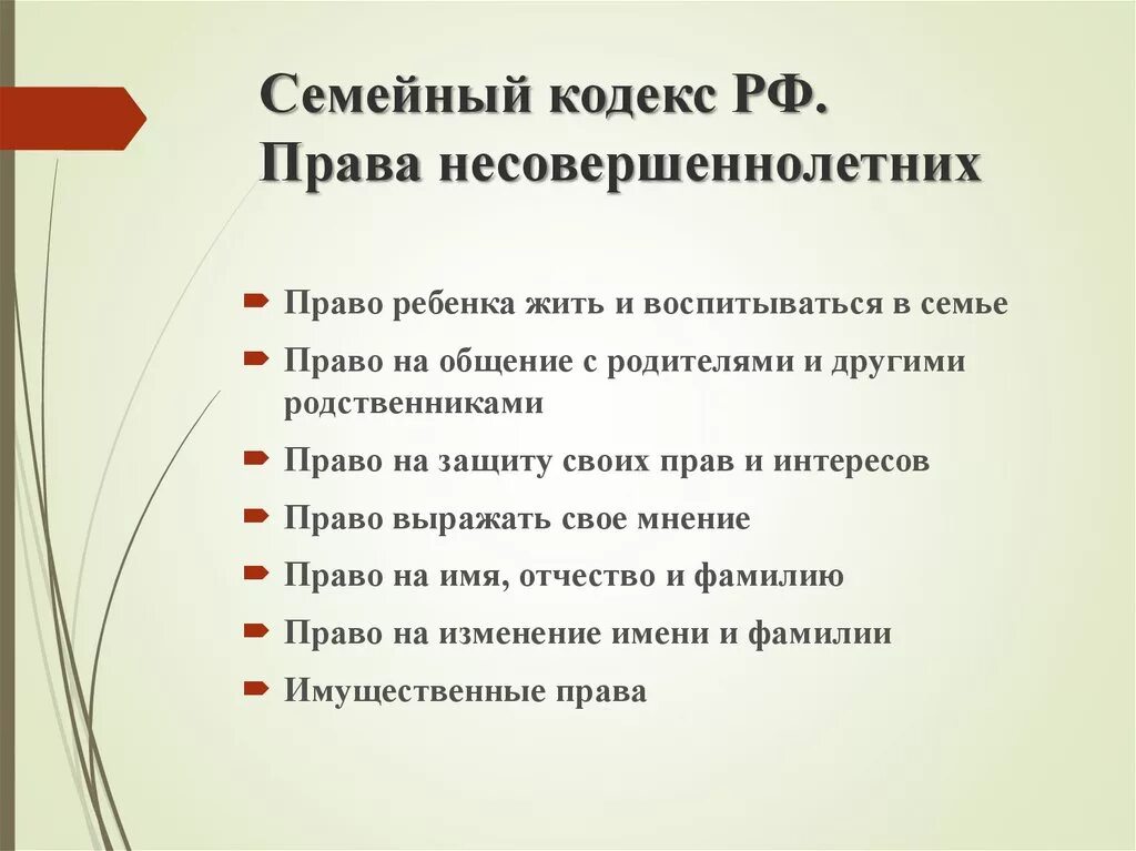 Право несовершеннолетнего на жизнь. Семейный кодекс РФ обязанности детей.