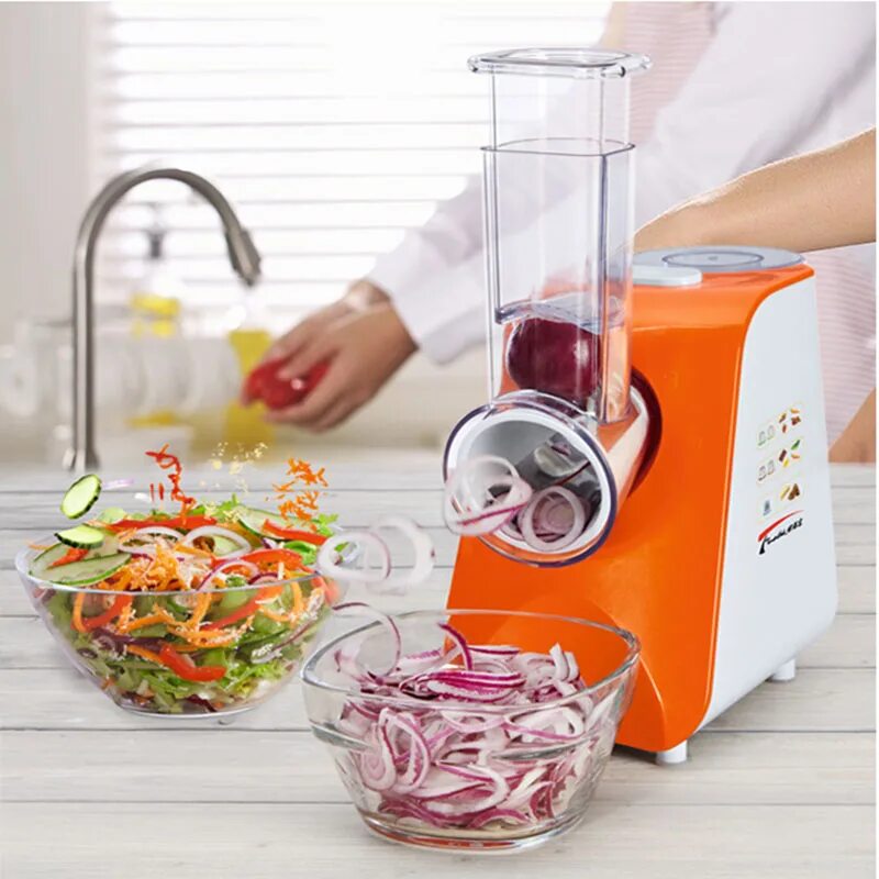 Измельчитель Electric Mandoline Slicer. Electric Slicer «Электротерка». Edmark овощерезка. Комбайн для салатов.