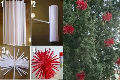 Елочная игрушка из трубочек
