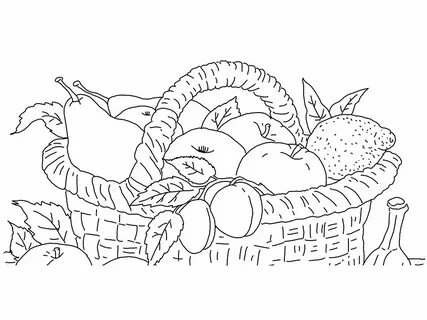 Корзинка фруктов нарисовать