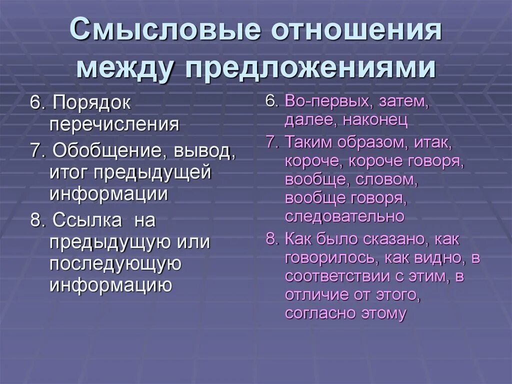 Логико смысловые отношения в предложении презентация. Смысловые отношения между предложениями. Смысловые связи между предложениями. Смысловые отношения между предложениями в тексте пояснительные. Смысловые отношения между частями текста.