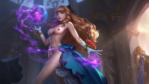 yabasu, guinevere (mobile legends), mobile legends, breasts, brown eyes, br...