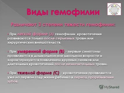 Формы гемофилии