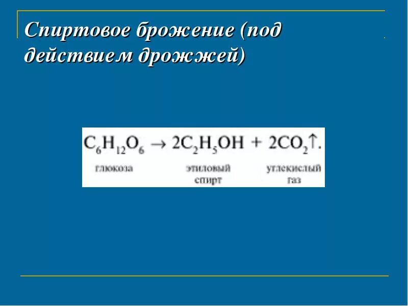 Химическая формула дрожжей. Спиртовое брожение дрожжей. Уравнение спиртового брожения. Брожение дрожжей формула.