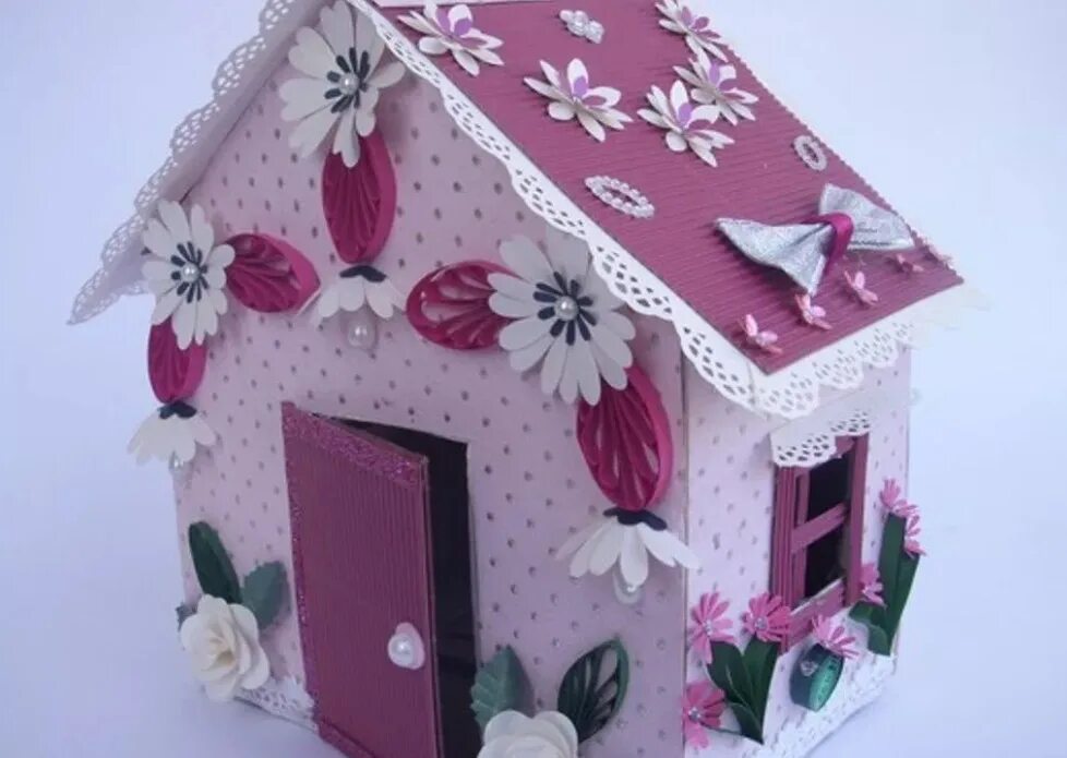 Домик из картона. Поделка домик. Сделать поделку дом. Домики из коробочек. Домик из картона.