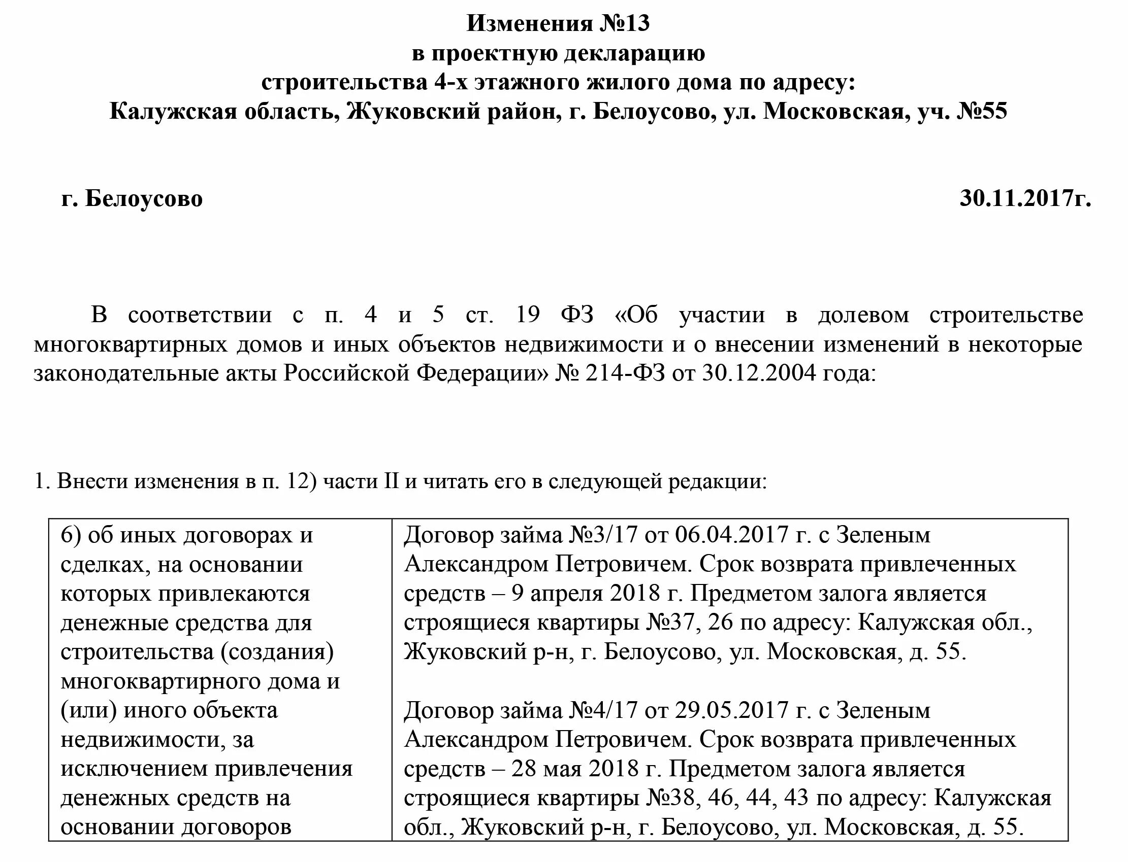 Изменения в соответствии