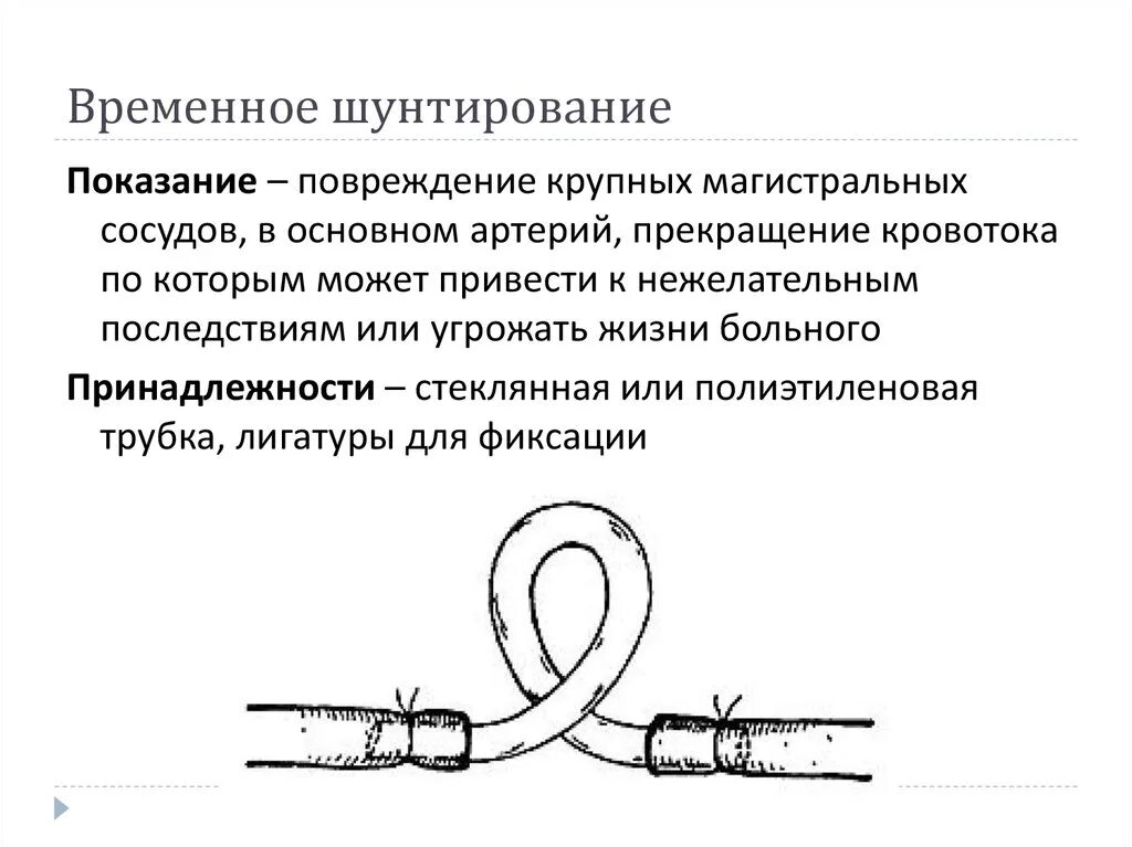 Шунт сосудов. Временное шунтирование сосуда. Временное шунтирование магистрального сосуда. Временное шунтирование сосуда при кровотечении. Временное шунтирование сосуда, показания, техника выполнения.