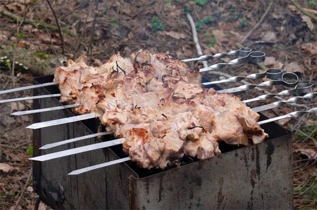 Как делают шашлык видео. Весенний шашлык. мясо на шампуре. шашлыки весной.