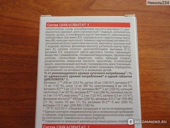 После приема цикловиты