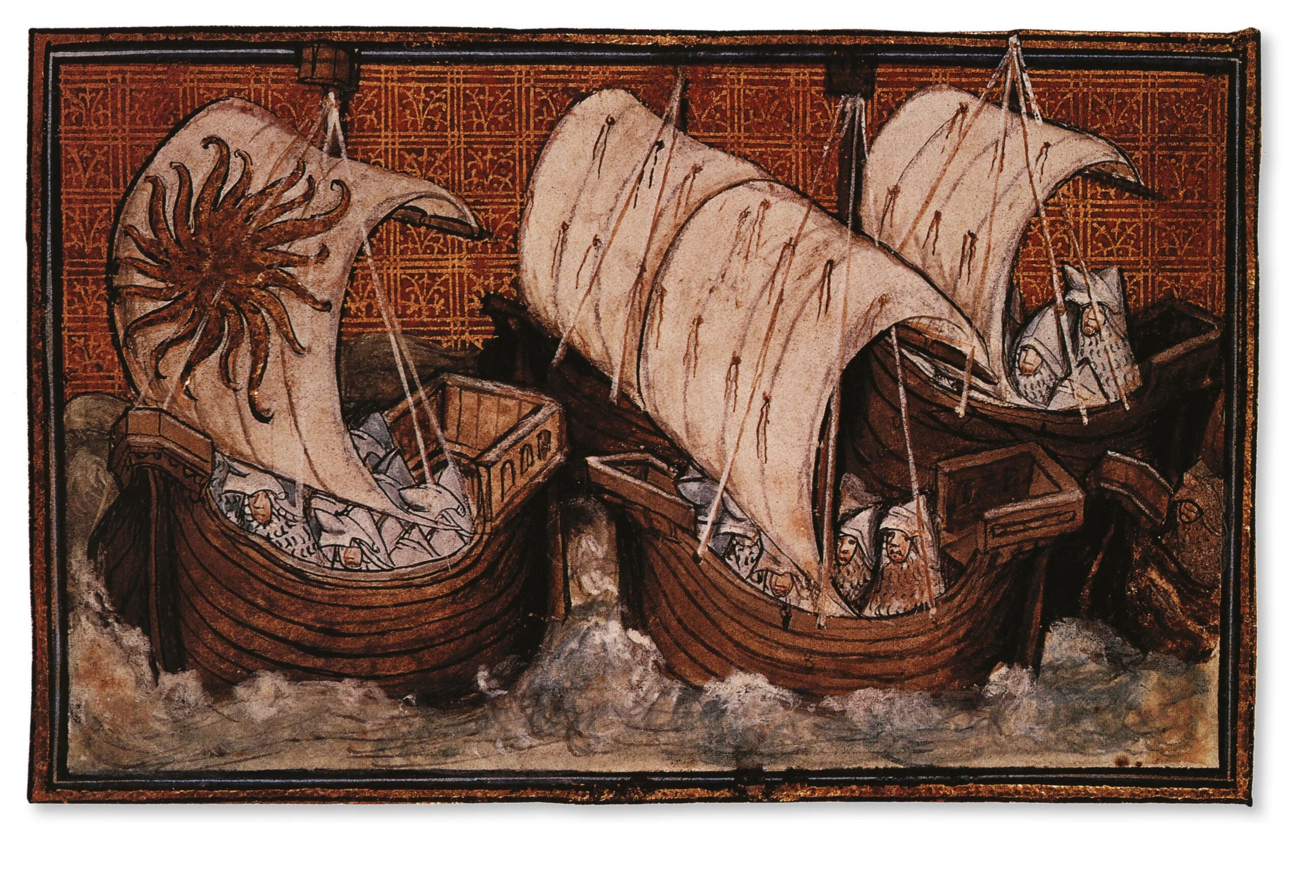 Корабли средневековья. Корабль Средневековая миниатюра. Средневековый корабль на воде. Корабль Манускрипт. Пусть любви несет корабль нашу