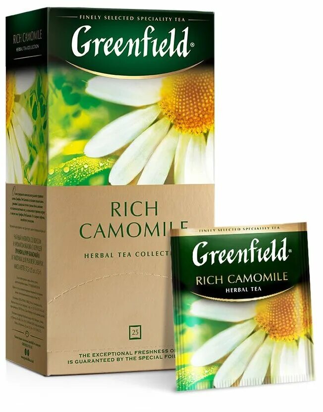 Ромашковый чай отзывы. Чай Гринфилд Rich Camomile. Greenfield Rich Camomile Herbal Tea. Чай Greenfield 25пак Camomile Meadow травяной. Herbal Tea Greenfield травяной.