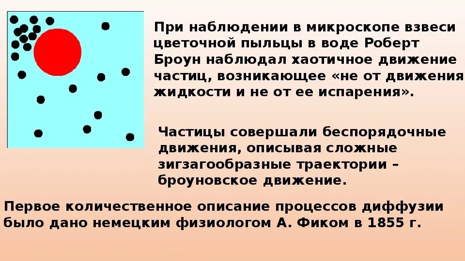 Броуновское движение частиц происходит. Опыт Броуна броуновское движение. Броуновское движение диффузия. Броуновское движение это кратко. Диффузия и броуновское движение физика.