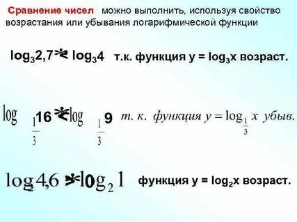 Сравнить числа log
