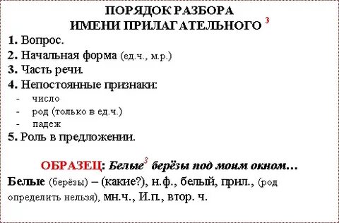 Схема разбора слова как часть речи