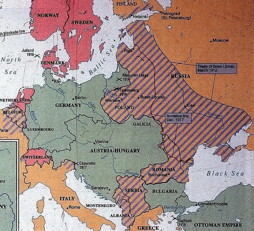 Страны завоеванные германией. Карта Европы 1918 года. Германская Империя на карте 1917 год. Германская Империя 1918.