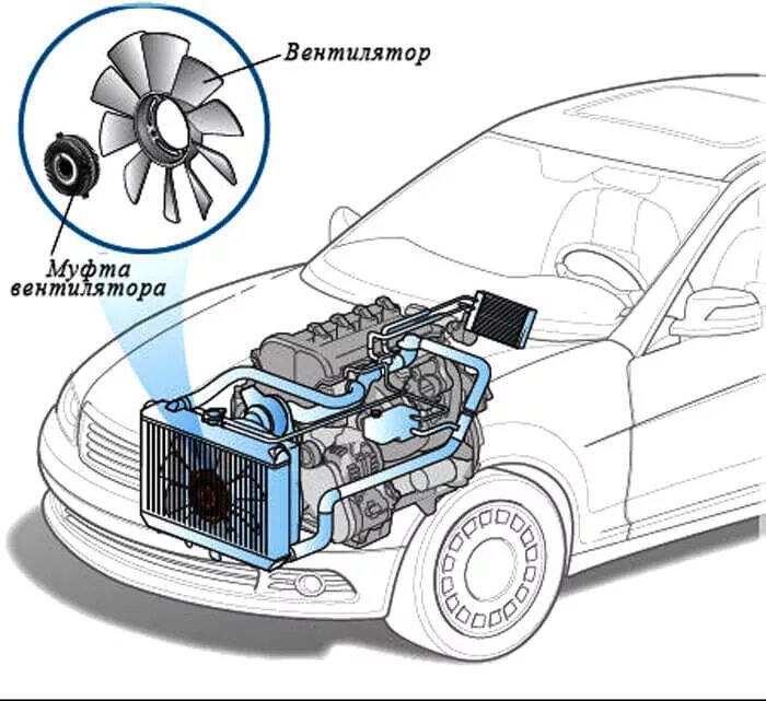 Вентилятор в системе охлаждения автомобиля. Вентилятор системы охлаждения ДВС. Охладительная система автомобиля. Система охлаждение двигателя машины.