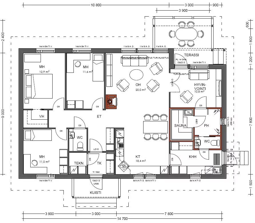Планировки финских домов с сауной или террасой Small house design architecture, 