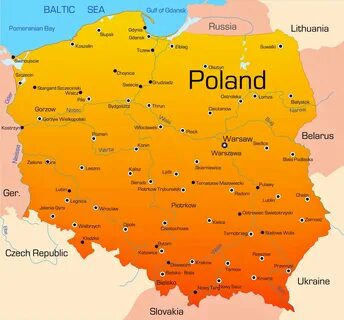 Карта городов Польши.